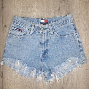 Tommy Hilfiger vintage style raw hem cut off blue jean short shorts size 3